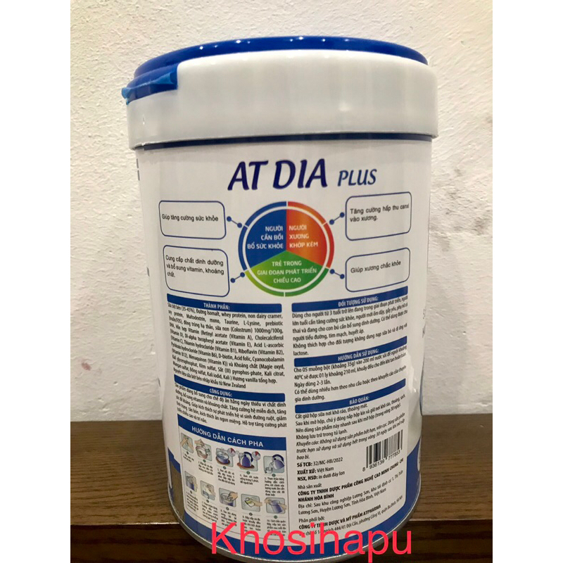 Sữa dành cho người tiểu đường AT DIA Plus giúp bổ sung dinh dưỡng, tăng sức đề kháng hiệu quả 900g