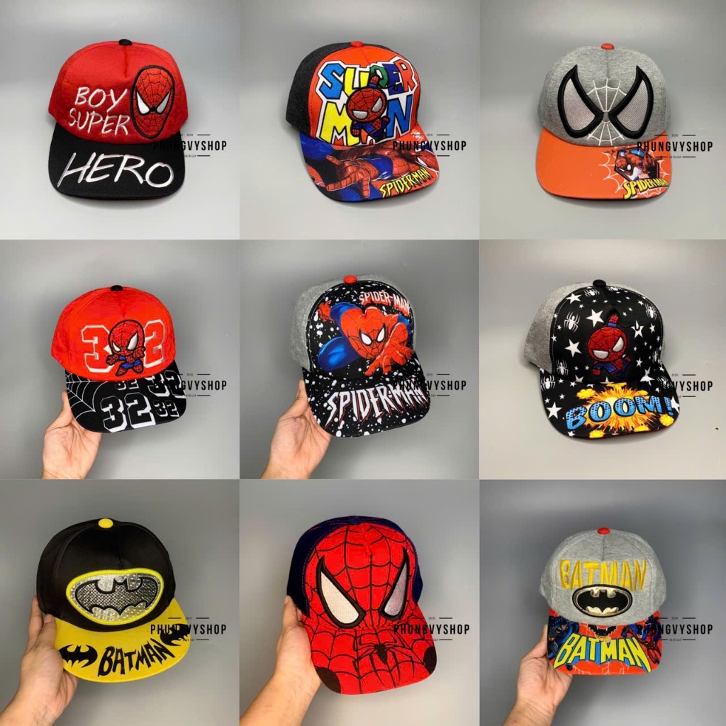 Bé 3-8 tuổi/ Mũ lưỡi trai cho bé trai bé gái- TỔNG HỢP CÁC SIÊU NHÂN - nón kết trẻ em