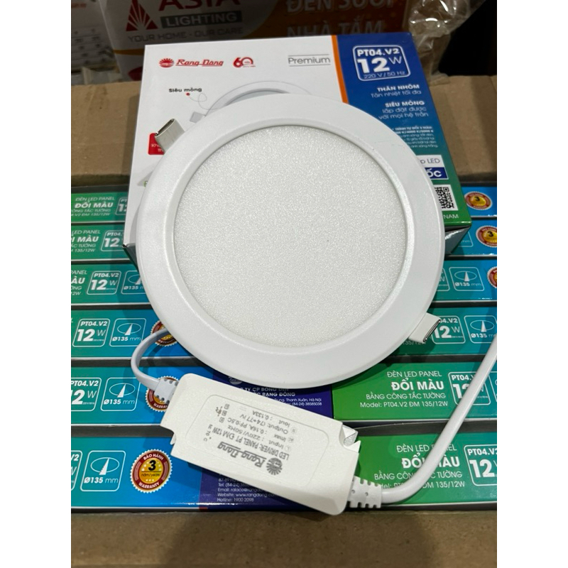 Đèn Led panel  tròn siêu mỏng đổi mầu 135/ 12w Rạng Đông