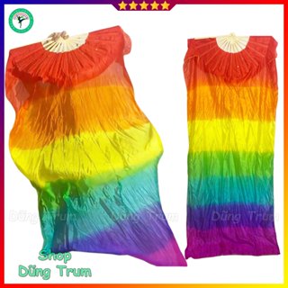 Quạt múa 7 màu ngang 1m8 chất liệu nan tre vải lụa mềm mại