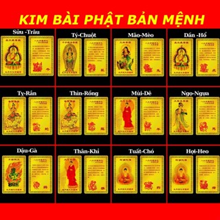 Kim Bài Phật Bản Mệnh - Phật A Di Đà Bản mệnh 12 Con Giáp - Phật bản mệnh bỏ túi ví, ốp đt, Bình An May Mắn [SHOP XỊN]