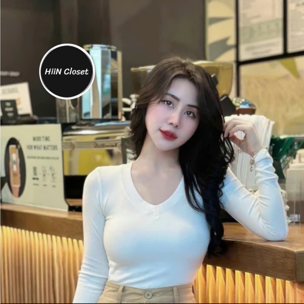 Áo thun nữ dài tay cổ Tim ôm body - Áo thun thu đông chất tăm lạnh HiiNCloset (105) | BigBuy360 - bigbuy360.vn