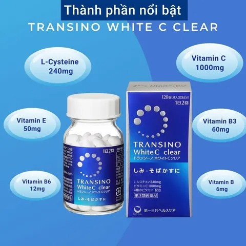 Viên uống trắng da Transino White C Clear Nhật Bản 120 viên[DATE MỚI]