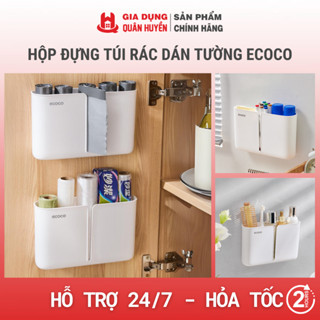 Hộp đựng túi rác ECOCO thế hệ mới không khoan tường, hộp đựng túi nilong tiết kiệm không gian có khe rút tiện lợi 24158