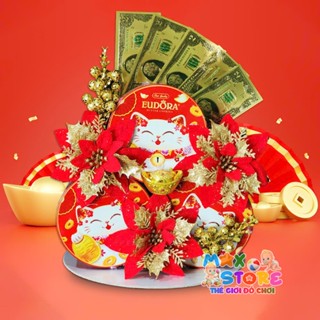 Set Phụ Kiện Trang Trí Tráp Oản , Tháp Bánh Kẹo Ngày Lễ Tết - Có Kèm Đĩa Và Tặng Keo Nến