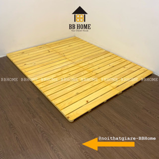 Giường gỗ pallet gấp gọn kiểu bệt 3cm lót nệm (SƠN LÓT PU)