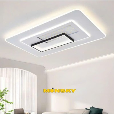 Đèn trần MONSKY ZAAPO 110x70cm kiểu dáng độc đáo trang trí nội thất hiện đại, sang trọng 3 màu (L22)