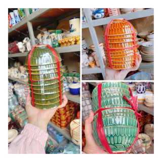 Bộ 10 Cái Chén Ăn Cơm Men Nâu/Xanh Ngọc/Xanh Lá Già Cổ Nam Bộ Size Lớn ĐK 11.5cm - Gốm Xưa Lái Thiêu Cho Người Hoài Niệm