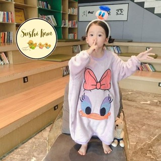 Túi ngủ trẻ em lông xù Vịt Daisy tím, Áo ngủ cho bé