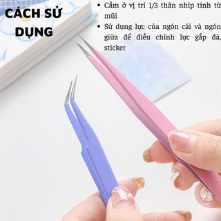 Cặp nhíp gắp cham đá hình dán sticker , gắp mi giả đa năng hàng chuẩn mũi khít