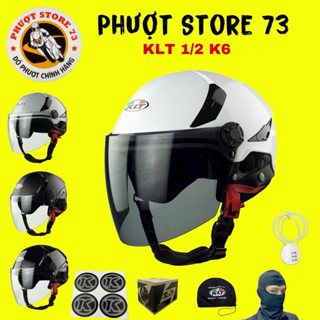 Mũ Bảo Hiểm 1/2 KLT K6 ( Tặng Khăn trùm + Tem K + Khoá dây số )