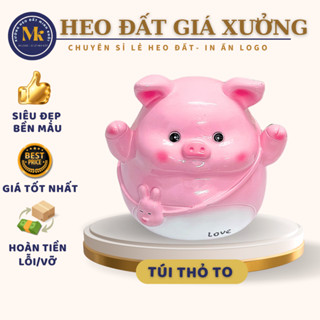   SIZE TO  Heo đất tiết kiệm mẫu HEO ĐEO TÚI THỎ cute  C25xD20xR20 |quà tặng decor heo đất giá rẻ-giá xưởng 