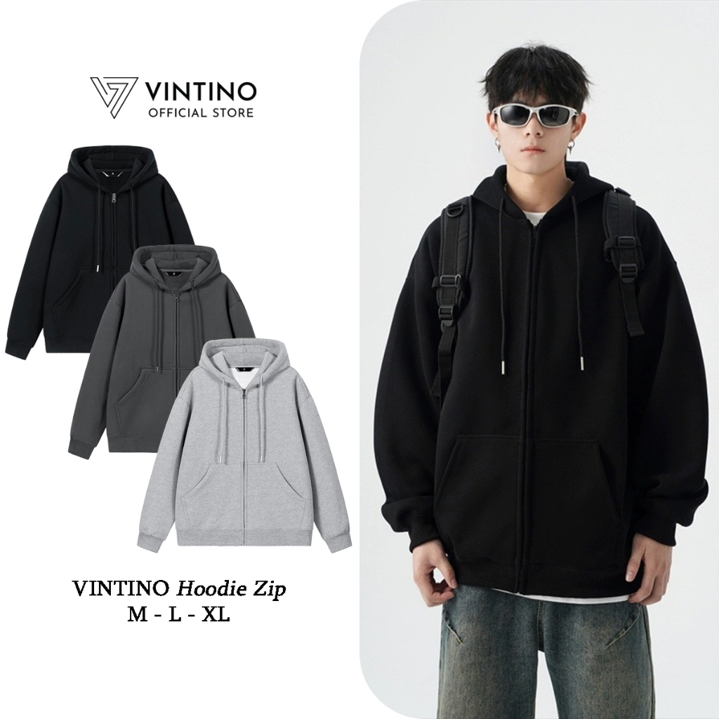 Áo Hoodie Zip Form Rộng VINTINO Nam Nữ Basic Vải Nỉ 2 Da Cotton Cao Cấp Chống Nắng Tốt Unisex LocalB