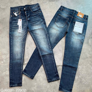 Quần jean bò nam slimfit PURPLE xanh trơn wash bạc đùi gói treo mác vải lụa gim mác sau mông đơn giản basic