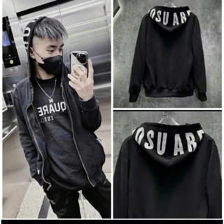 Áo Khoác Hoodie Zip DSQ Mũ 2 Lớp Chất Nỉ Tàu Dày Dặn Cao Cấp Boy Phố. Áo Khoác In Chữ Dsquared2 Trên Mũ Dành Cho Boy Phố