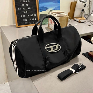 túi du lịch, túi trống vải dù mác D bạc phối 3 sọc trắng kiểu dáng thời trang ngăn to rộng dãi