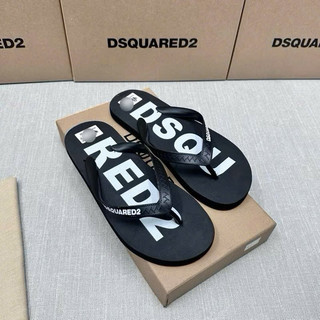  Dép tông kẹp nam nữ DSQ đế xốp ép cao su 2 lớp in chữ Dsquared2 trắng quai đúc sơn chữ basic DL95P 