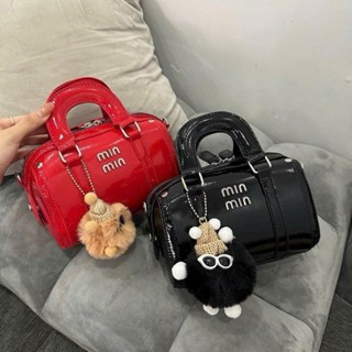 Túi xách nữ, túi trống hai quai MINMIN quà tặng 8/3 cầm tay đeo chéo phong cách Hàn Quốc tặng móc khóa bông - HT095