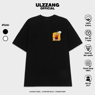 Áo thun local brand ULZZ Ulzzang dáng unisex tay lỡ in hình cà phê khum