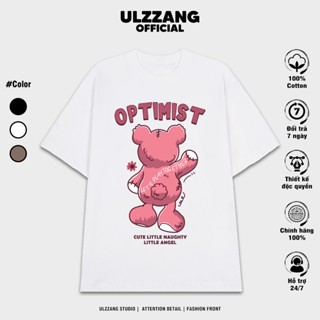 Áo thun unisex local brand ULZZ ulzzang form dáng rộng tay lỡ in hình optimist