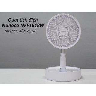 Quạt Sạc Gấp Gọn Pin 3.7V - 7200mAh (Sử Dụng 5-24h) Nanoco NFF1618W, NFF1618P