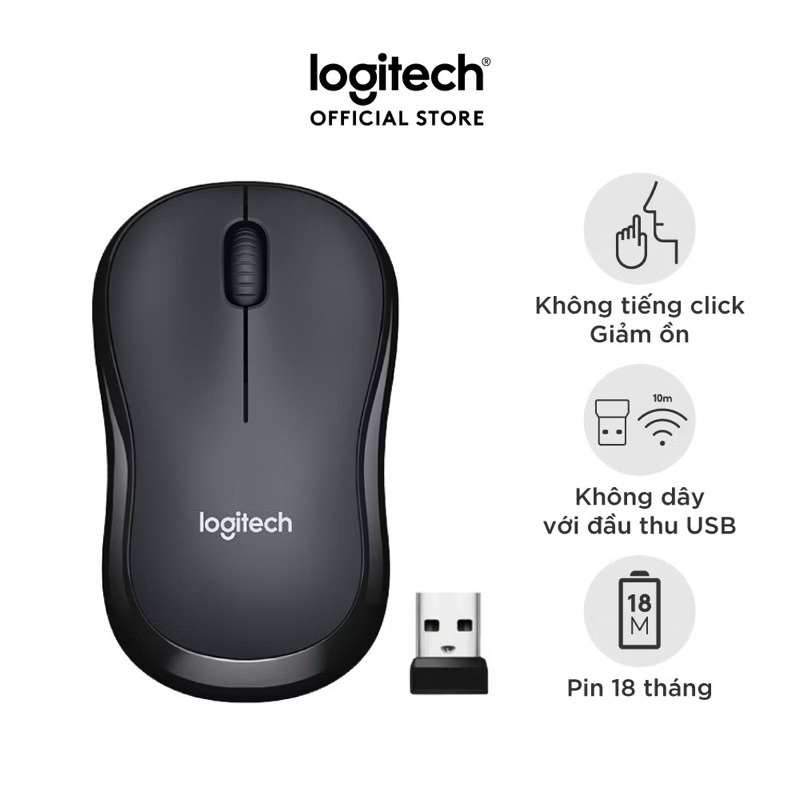 Chuột Logitech M220 Silent Pin 18 tháng Chính hãng