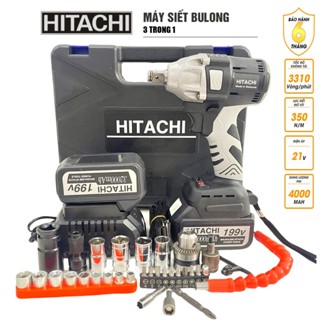 Máy Siết Bulong, Máy Vặn Vít HI.TA.CHI 198Vf - TẶNG 5 Đầu Khẩu - Không Chổi Than Đầu rỗng Bắt vít Khoan - 2 Pin