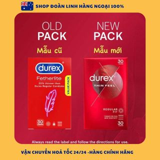 Bao cao su siêu mỏng Durex Fetherlite, Hộp 30 chiếc, Hàng Chuẩn Úc Đi Air, Bao cao su mỏng nhất của Durex