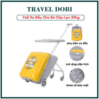 [Có Ảnh Thật] Vali kéo du lịch cho bé kiêm xe đẩy cao cấp có đai an toàn và khóa hải quan