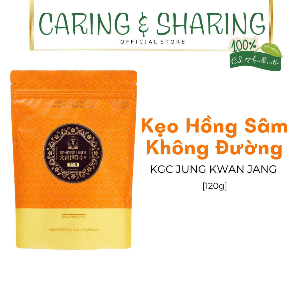 Kẹo Hồng Sâm Không Đường Cao Cấp KGC Jung Kwan Jang Hàn Quốc, Premium Candy With Korean Red Ginseng 
