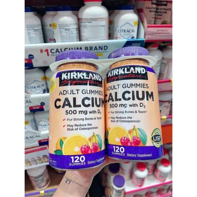 Kẹo dẻo bổ sung canxi và Vitamin D dành cho người lớn Kirkland Signature Adult Gummies Calcium 500mg