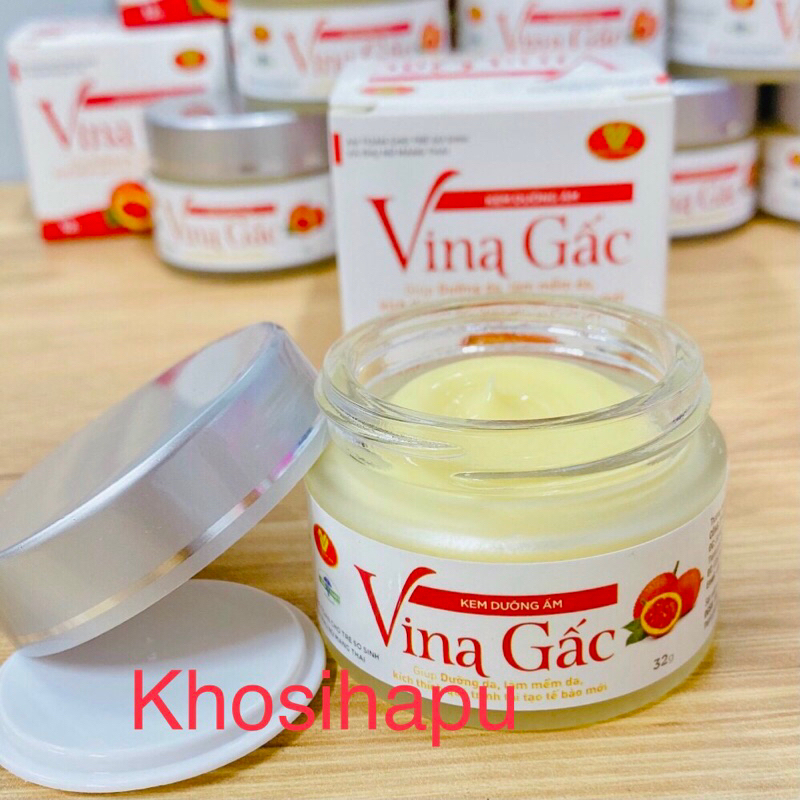 Kem dưỡng ẩm Vina Gấc giúp dưỡng da, làm mềm da, mềm nứt gót chân, hàng chất lượng cao chính hãng 32g
