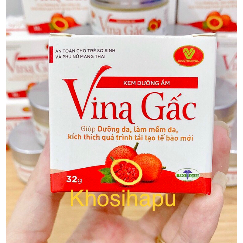 Kem dưỡng ẩm Vina Gấc giúp dưỡng da, làm mềm da, mềm nứt gót chân, hàng chất lượng cao chính hãng 32g