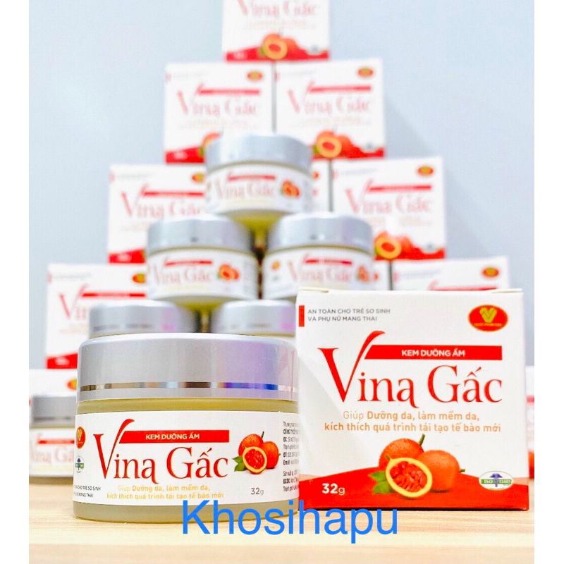 Kem dưỡng ẩm Vina Gấc giúp dưỡng da, làm mềm da, mềm nứt gót chân, hàng chất lượng cao chính hãng 32g