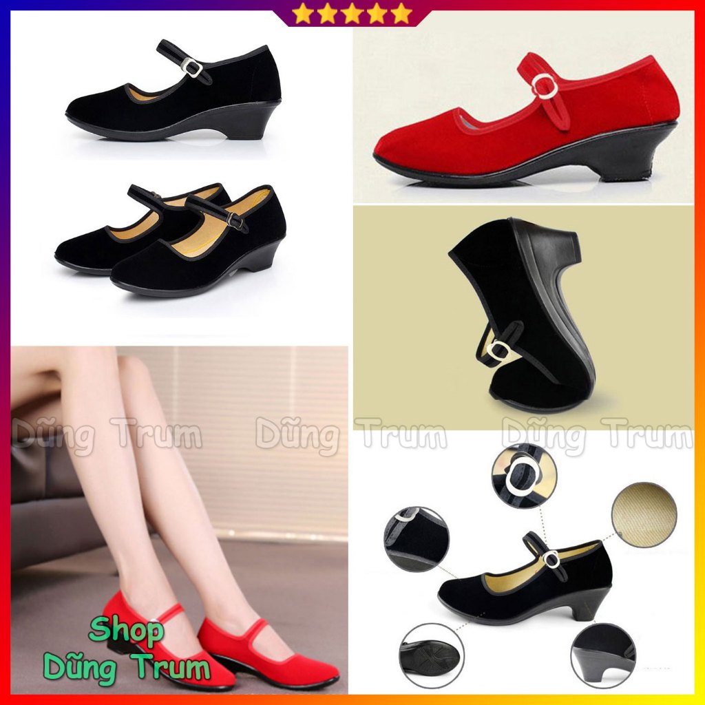 Giày nhung cao gót 4cm, giày nhảy khiêu vũ