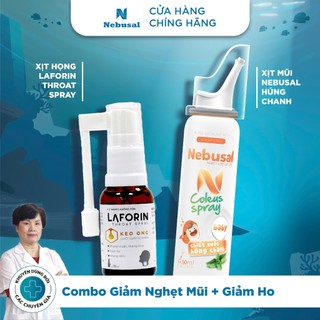 Combo Xịt Họng và Rửa Mũi Nebusal - Laforin Giúp Giảm Sổ Mũi Giảm Đau Họng Từ Thiên Nhiên