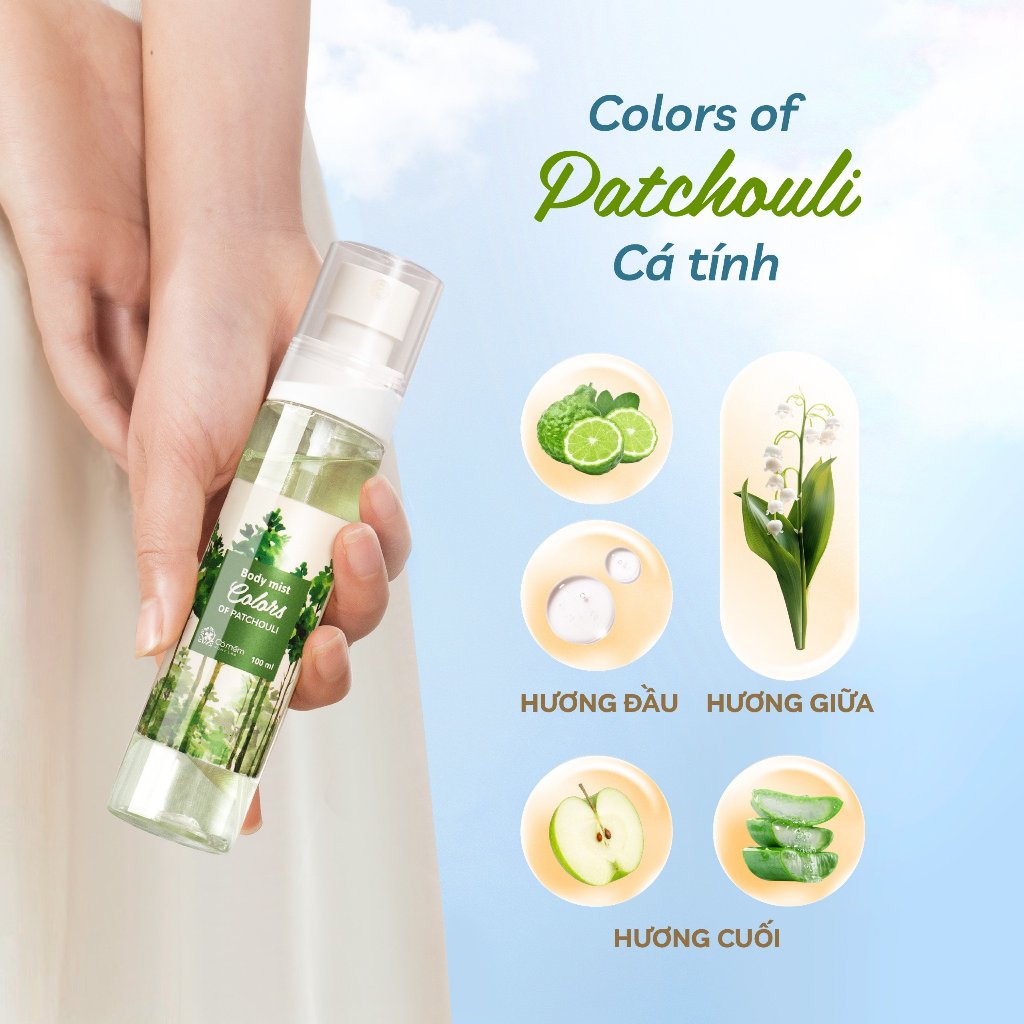 Body Mist Xịt Thơm Toàn Thân Quần Áo Nam Nữ Hương Nước Hoa Ngọt Ngào Thanh Mát Dịu Nhẹ Cỏ Mềm 100ml