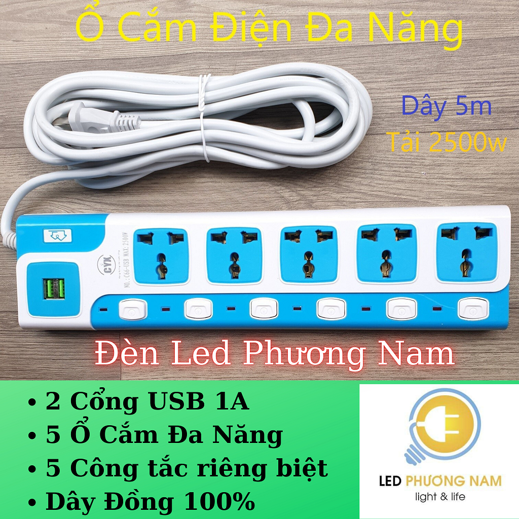 Ổ Cắm Điện USB Đa Năng, Dây Đồng