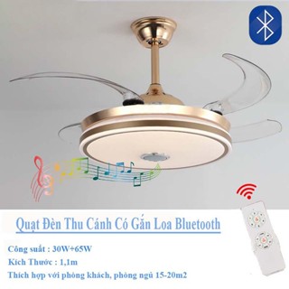 Quạt Trần Đèn trang trí có kèm loa bluetooth,LED Cánh quạt ẩn, đèn phòng bếp, đèn phòng ngủ,ĐỘNG CƠ LÕI ĐỒNG