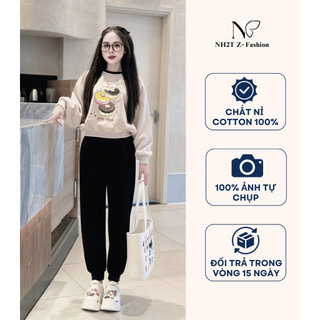 Đồ bộ nỉ nữ NH2T họa tiết bánh vòng dễ thương chất nỉ cotton form vừa tôn dáng SN21