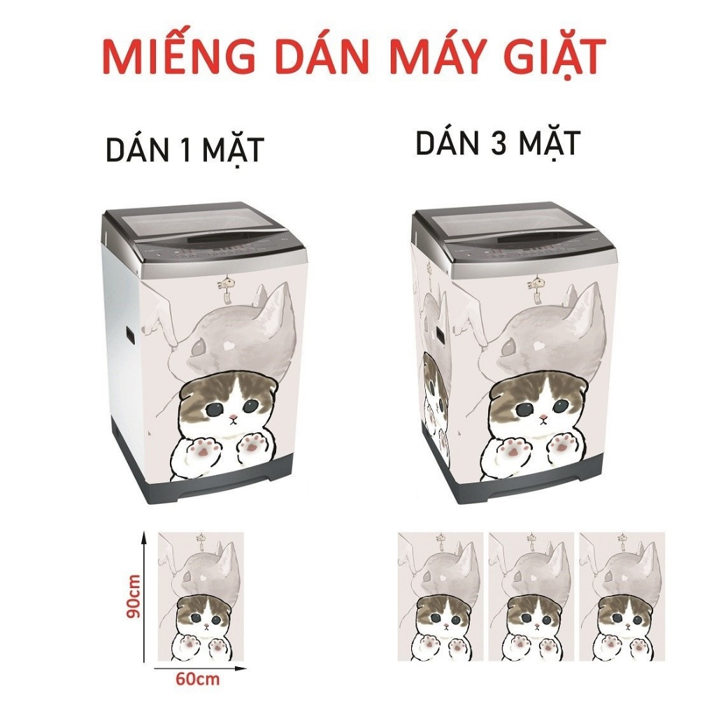 Decal dán máy giặt MÈO BUỒN - KT (60x90) cm