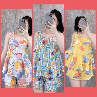 Đồ bộ tole nữ, bộ lanh mặc nhà quần đùi, áo sát nách phom babydoll VNXK F21 (43-67kg)
