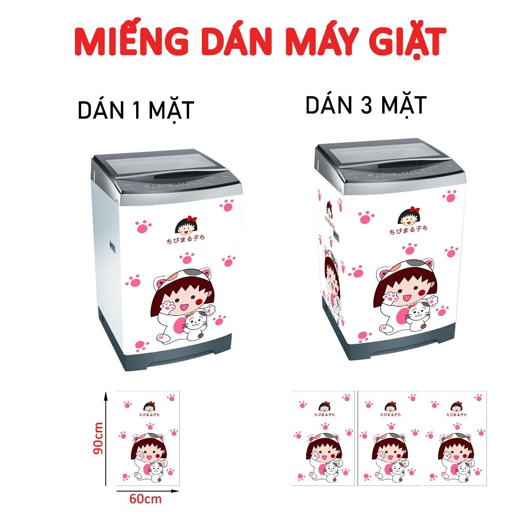 Decal dán máy giặt MARUKO BÉ IU - Tủ lạnh mini