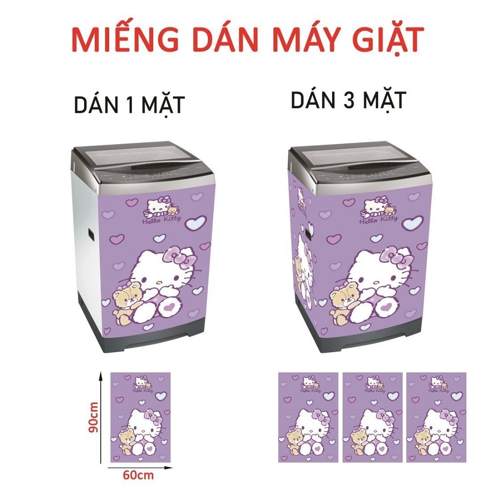 Decal dán máy giặt HELLO KITTY TT (TÍM) - KT (60x90) cm