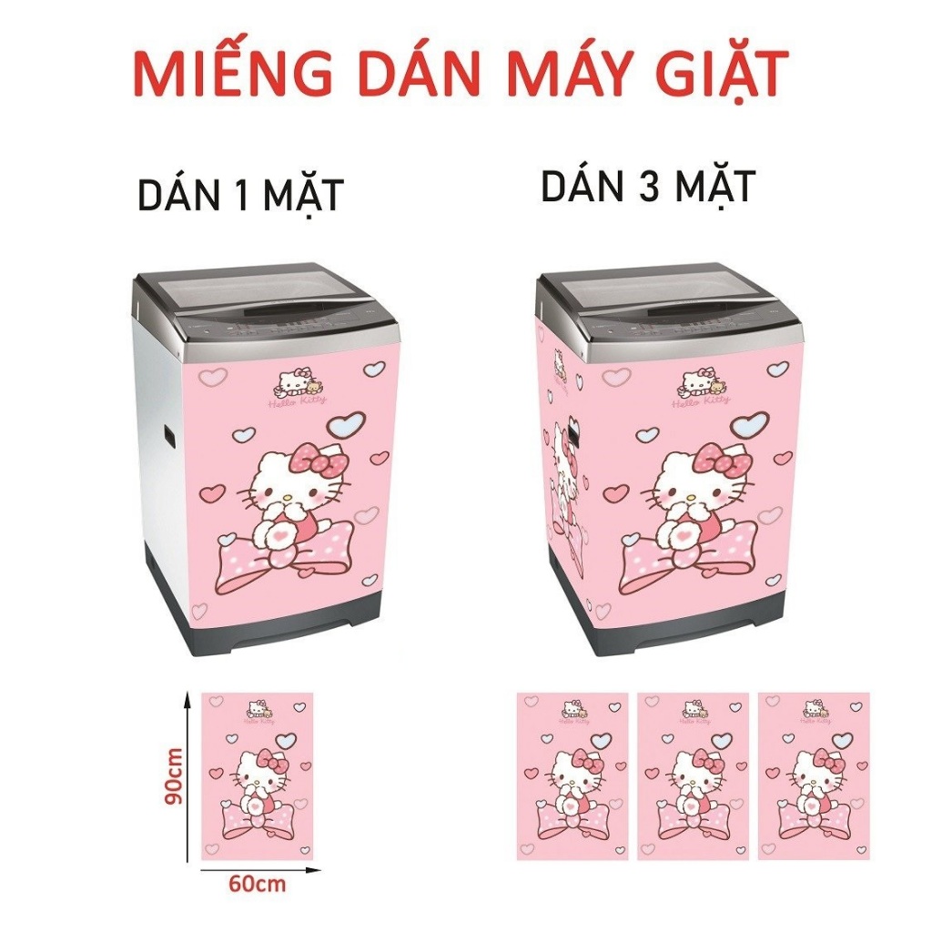 Decal dán máy giặt MÈO HELLO KITTY (HỒNG) - Tủ lạnh mini