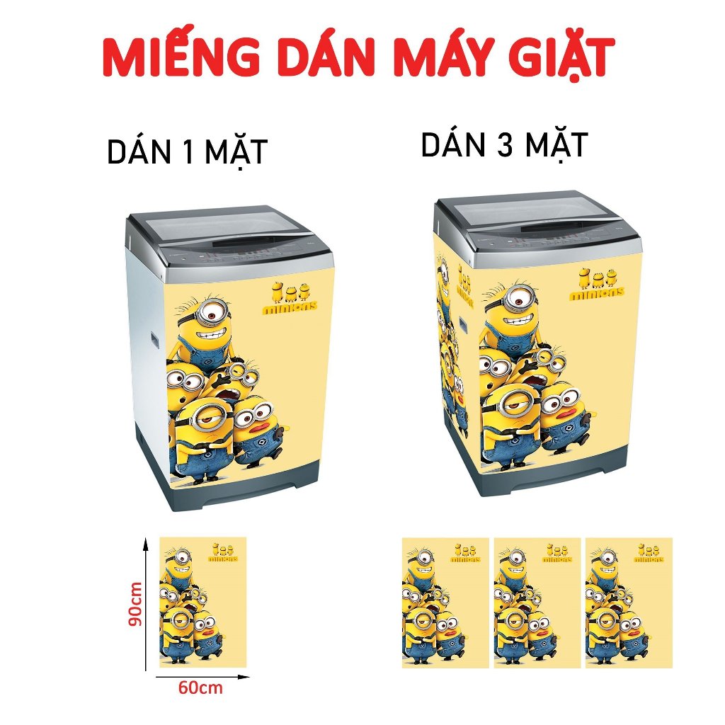 Decal dán máy giặt MINION nền vàng - Tủ lạnh mini