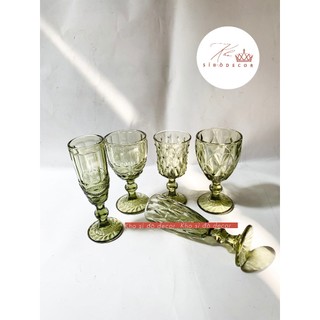  LY THUỶ TINH PHONG CÁCH CHÂU ÂU TONE XANH LÁ DECOR GIA TIÊN TRANG TRÍ NHÀ CỬA NHÀ HÀNG STUDIO 