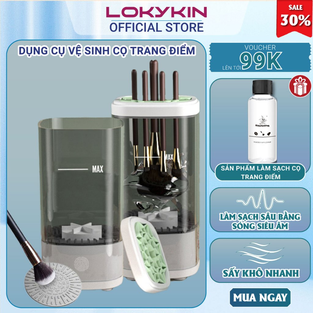Dụng cụ vệ sinh cọ trang điểm Lokykin, máy làm sạch bàn chải trang điểm