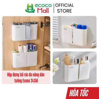 Hộp đựng túi rác ECOCO thế hệ mới không khoan tường, hộp đựng túi nilong tiết kiệm không gian có khe rút tiện lợi 24158