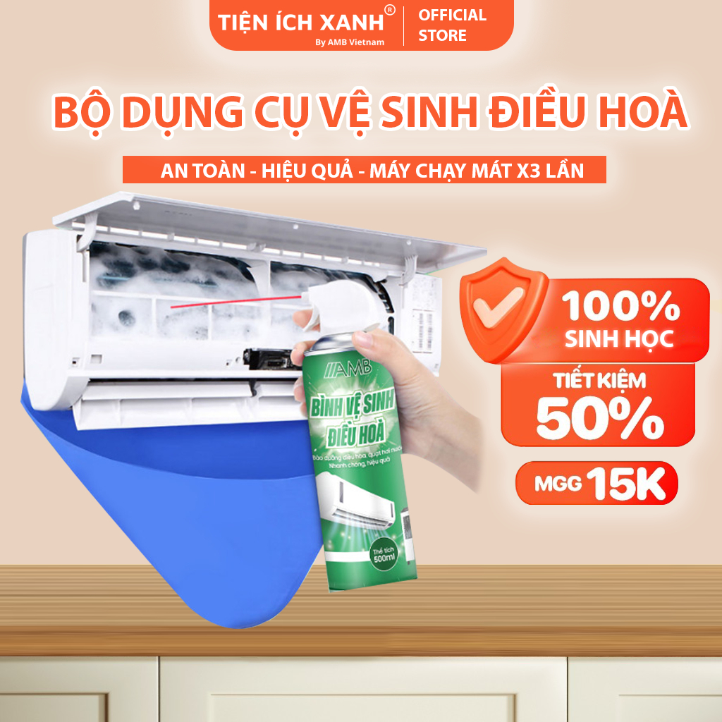 Bộ vệ sinh điều hoà có túi vệ sinh máy lạnh chống thấm, bình xịt chuyên dụng làm sạch bụi bẩn, nấm mốc EcoFresh